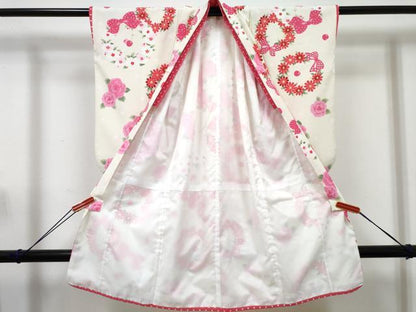 平和屋着物[]七五三　女の子　松田聖子　SEIKOMATSUDA　３歳　祝着　三つ身　長襦袢(単衣)・被布・小物セット　成り物 花丸文　DABG3033ma