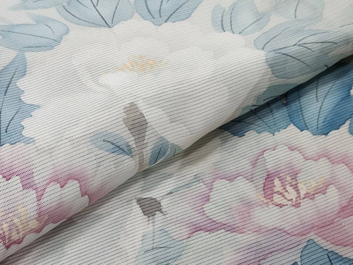 平和屋着物＊夏物 訪問着 絽 手描き 草花文 正絹 逸品 AABF1591jd