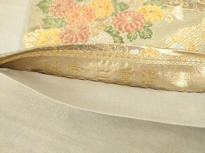 平和屋本店▼六通柄袋帯　草花　純金二重箔　正絹　逸品　DABH0463op