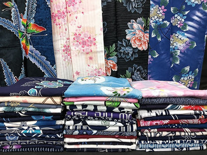 平和屋着物■浴衣 まとめて 45点 蝶 紫陽花 花柄 型染め 暈し染め など 着用可能多数 未使用品あり mmm1211