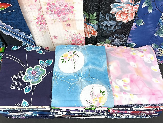 平和屋着物■浴衣 まとめて 45点 蝶 紫陽花 花柄 型染め 暈し染め など 着用可能多数 未使用品あり mmm1211