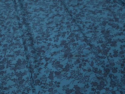 平和屋着物■上質な小紋　藍　型染め　枝花鳥文　正絹　逸品　CABI7949ev