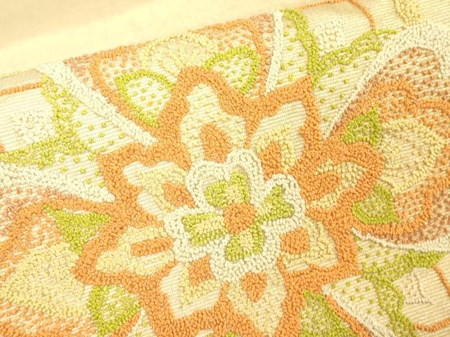 平和屋着物▼中国三大刺繍　相良刺繍　総刺繍　太鼓柄袋帯　正倉院花文　正絹　逸品　DABG0966az
