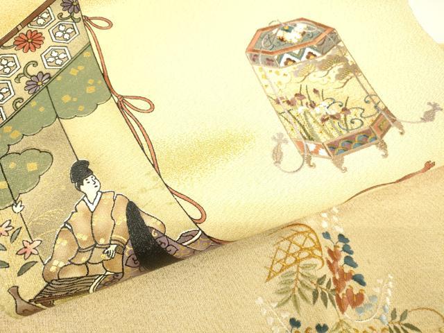 平和屋着物▼中国三大刺繍　スワトウ刺繍　汕頭刺繍　綴れ　太鼓柄袋帯　源氏物語文　金彩　正絹　逸品　DABG0965az