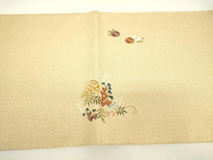平和屋着物▼中国三大刺繍　スワトウ刺繍　汕頭刺繍　綴れ　太鼓柄袋帯　源氏物語文　金彩　正絹　逸品　DABG0965az