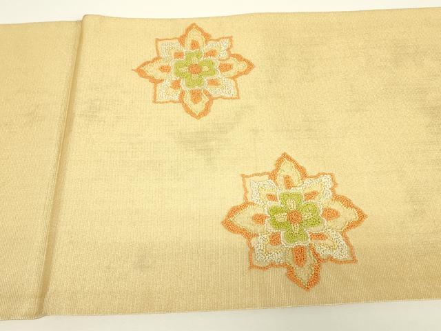 平和屋着物▼中国三大刺繍　相良刺繍　総刺繍　太鼓柄袋帯　正倉院花文　正絹　逸品　DABG0966az
