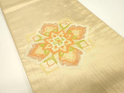 平和屋着物▼中国三大刺繍　相良刺繍　総刺繍　太鼓柄袋帯　正倉院花文　正絹　逸品　DABG0966az