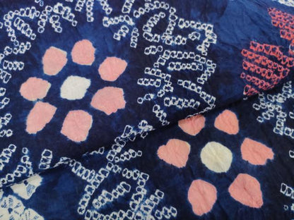 平和屋着物＊夏物　有松鳴海絞り　浴衣　着尺　花繋ぎ　綿　逸品　未使用　DABH2526zzz