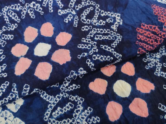 平和屋着物＊夏物　有松鳴海絞り　浴衣　着尺　花繋ぎ　綿　逸品　未使用　DABH2526zzz
