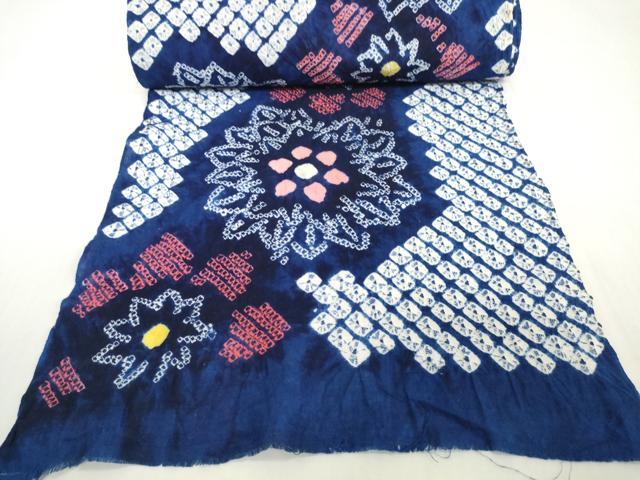 平和屋着物＊夏物　有松鳴海絞り　浴衣　着尺　花繋ぎ　綿　逸品　未使用　DABH2526zzz