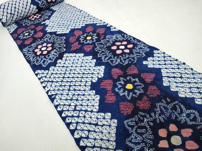 平和屋着物＊夏物　有松鳴海絞り　浴衣　着尺　花繋ぎ　綿　逸品　未使用　DABH2526zzz