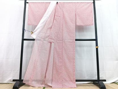 平和屋着物＊夏物　小紋　絽　小花尽くし　洗える着物　BAAX3968yc