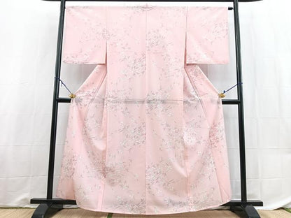 平和屋着物＊夏物　小紋　絽　萩文　洗える着物　BAAX3969yc