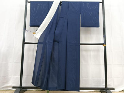 平和屋着物＊夏物　色無地　絽　濃藍色　正絹　逸品　BAAX9023yc