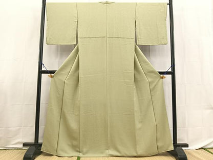 平和屋着物●上質な色無地　紋意匠　柳鼠色　正絹　逸品　BAAX9040yc