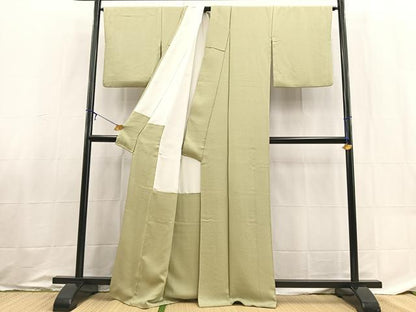 平和屋着物●上質な色無地　紋意匠　柳鼠色　正絹　逸品　BAAX9040yc