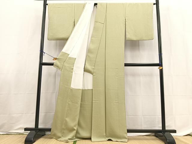 平和屋着物●上質な色無地　紋意匠　柳鼠色　正絹　逸品　BAAX9040yc