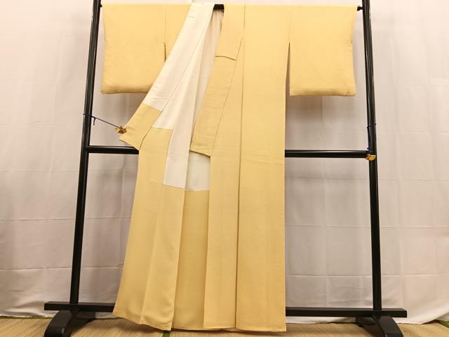 平和屋着物■上質な色無地　蜂蜜色　鬼しぼ縮緬　正絹　逸品　BAAX9027yc