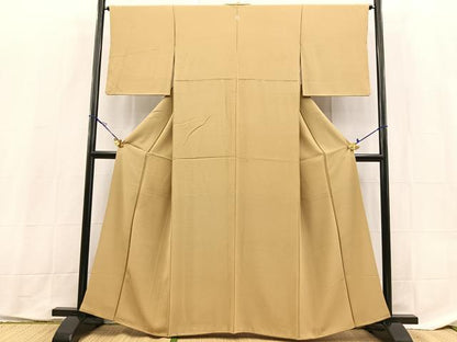 平和屋着物●上質な色無地　枯色　正絹　逸品　BAAX9059yc