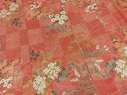平和屋着物■上質な小紋　市松文様　正絹　逸品　BAAX9082yc