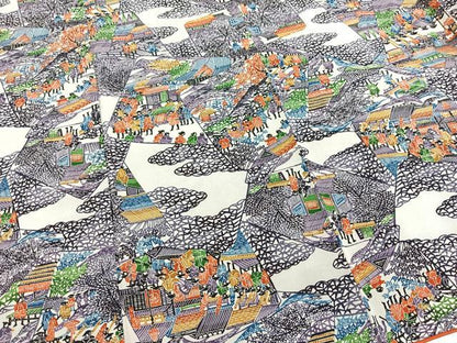 平和屋着物■上質な小紋　型染め　大名行列　正絹　逸品　BAAX9092yc