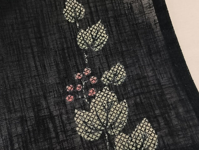 平和屋着物＊夏物　小紋　紗　葡萄蔦の葉文　洗える着物　BAAX7213hv