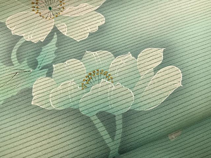 平和屋着物＊夏物　訪問着　絽　枝花文　暈し染め　金糸　洗える着物　BAAX8086mz