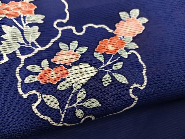 平和屋着物＊夏物　小紋　絽　雪輪花文　正絹　逸品　BAAX8143mz