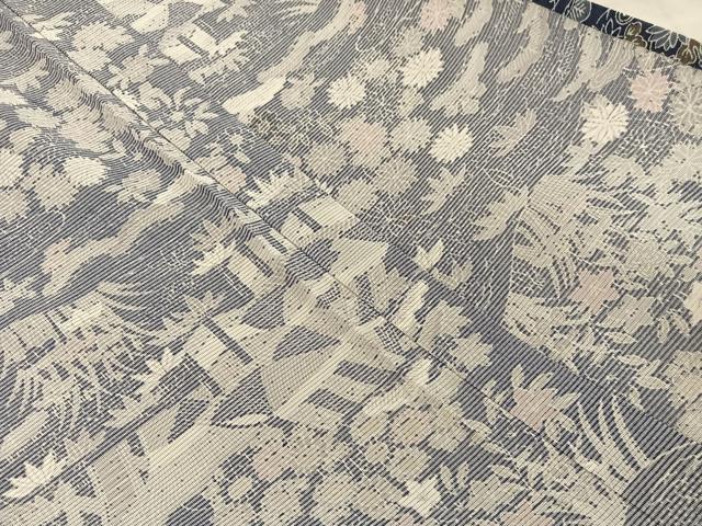 平和屋着物＊夏物　小紋　絽　風景花文　正絹　逸品　BAAX8169mz