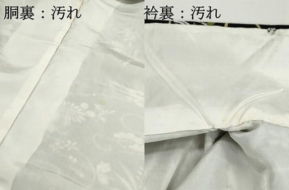 平和屋着物■上質な小紋　流水花松文　黒地　正絹　逸品　DABH1485qa