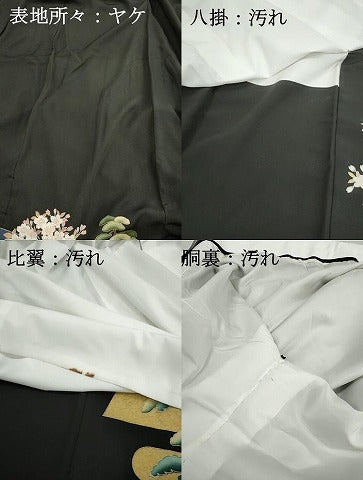 平和屋着物■豪華黒留袖　作家物　人物風景枝松花文　金彩　正絹　逸品　DABH1467qa