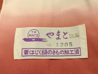 平和屋着物■上質な小紋　流水花文　暈し染め　金彩　鬼しぼ縮緬　やまと誂製　正絹　逸品　AABJ7668sx