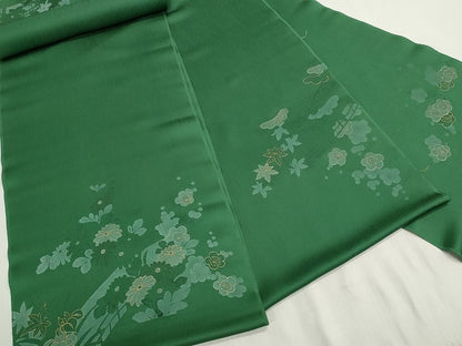 平和屋着物▼付下げ　反物　着尺　八掛付き　渡橋花松文　金彩　逸品　未使用　DABG9128we