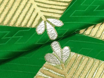 平和屋着物▼袋帯　解き帯反物　裏地付き　松文　金銀糸　正絹　逸品　DABG9188we