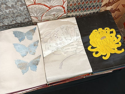 平和屋着物■名古屋帯 まとめて100点 折り鶴 蝶 風景 菊 花柄 駒刺繍 金銀糸 など 着用可能多数 未使用品あり 全て正絹 mmm1221