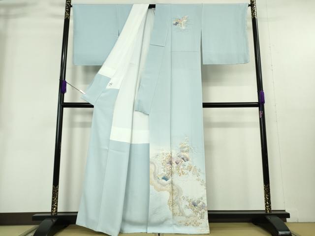 平和屋本店●極上 金彩友禅 卓越技能者 名工 和田光正 訪問着 地紙花文 空色地 暈し染 金銀彩 京都きもの友禅扱い 逸品 未使用DZAA9682kh6