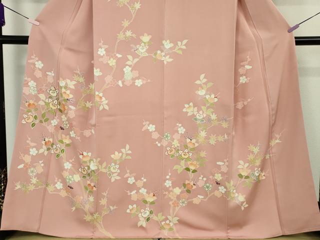 平和屋本店●極上　創業460年・千總　訪問着　駒刺繍　橘楓花文　紅梅色地　金彩　三越扱い　逸品　DZAA8695kh6
