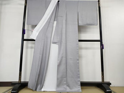 平和屋本店▽極上　京都染織メーカー・貴久樹謹製　野蚕糸　ナチュラルタッサー　お召　単衣　藤色地　逸品　未使用　DZAA6617kh6
