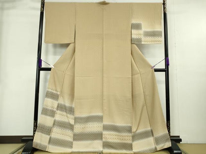 平和屋本店●極上　訪問着　花織　紬　横段文　逸品　DZAB2475kh6