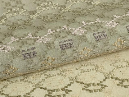 平和屋本店●極上　訪問着　花織　紬　横段文　逸品　DZAB2475kh6