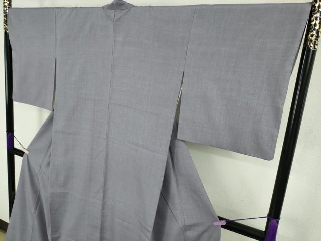平和屋本店●極上　本場結城紬　重要無形文化財　色無地　藤紫色　ロング丈　逸品　DZAB4335kh6