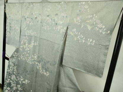 平和屋本店●極上　人間国宝・羽田登喜男　訪問着　枝花文　たたき染め　暈し染め　三越扱い　反端付き　逸品　DZAB4195kh6