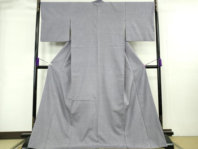 平和屋本店●極上　本場結城紬　重要無形文化財　色無地　藤紫色　ロング丈　逸品　DZAB4335kh6