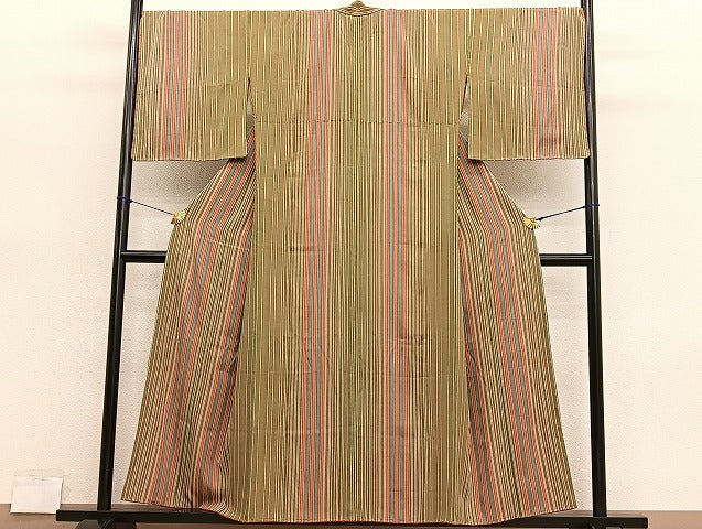 平和屋着物■上質な小紋　縞　背抜き仕立て　正絹　逸品　未使用　BAAX7380hv