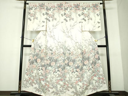 平和屋着物●訪問着　草花文　金彩　正絹　逸品　DABH9126ps