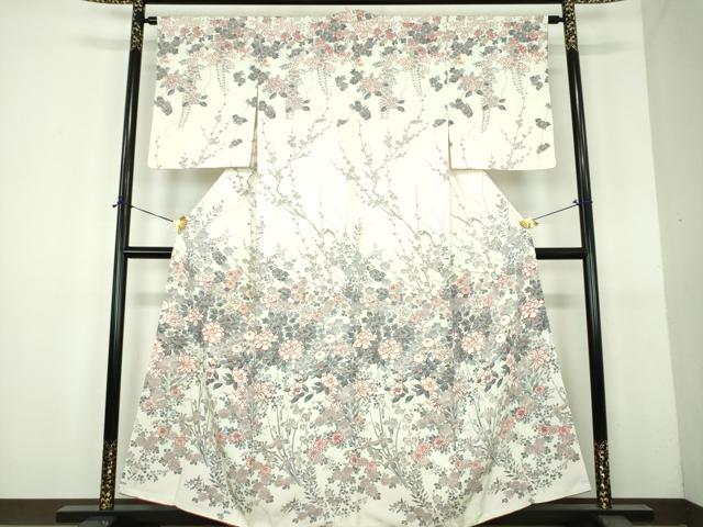 平和屋着物●訪問着　草花文　金彩　正絹　逸品　DABH9126ps