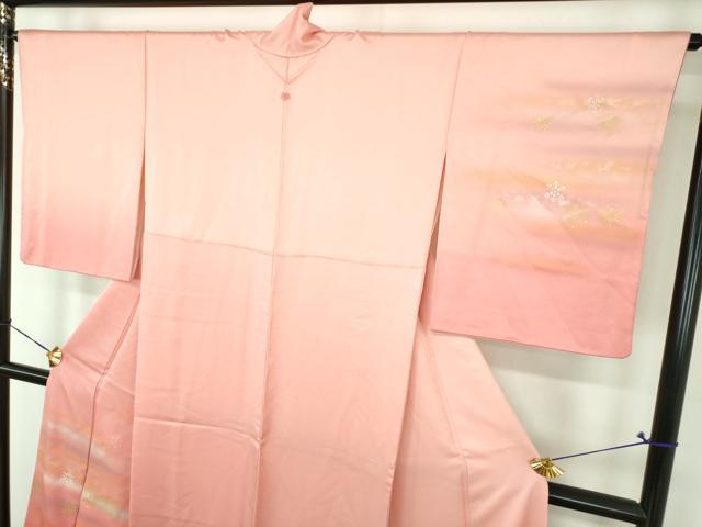 平和屋着物●人間国宝　福田喜三郎　訪問着　雪華文　暈し染め　金銀彩　正絹　逸品　DABH9130ps