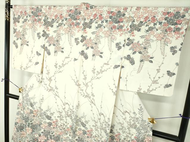 平和屋着物●訪問着　草花文　金彩　正絹　逸品　DABH9126ps