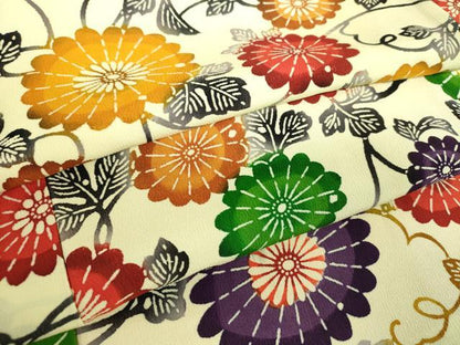 平和屋着物●上質な小紋　型染　菊唐草　正絹　逸品　DABH9131ps