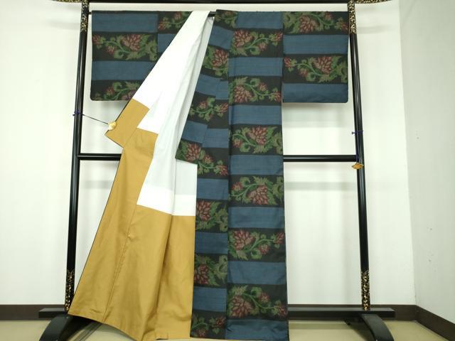 平和屋着物●本場大島紬　7マルキ　更紗花唐草文　正絹　逸品　DABH9129ps
